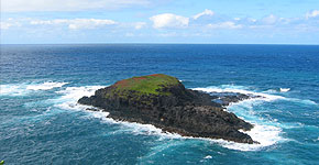 Eine kleine Miniinsel bei der Insel Kauai