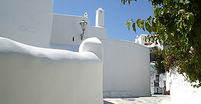 Bild typischer Gebäude auf der Insel Mykonos